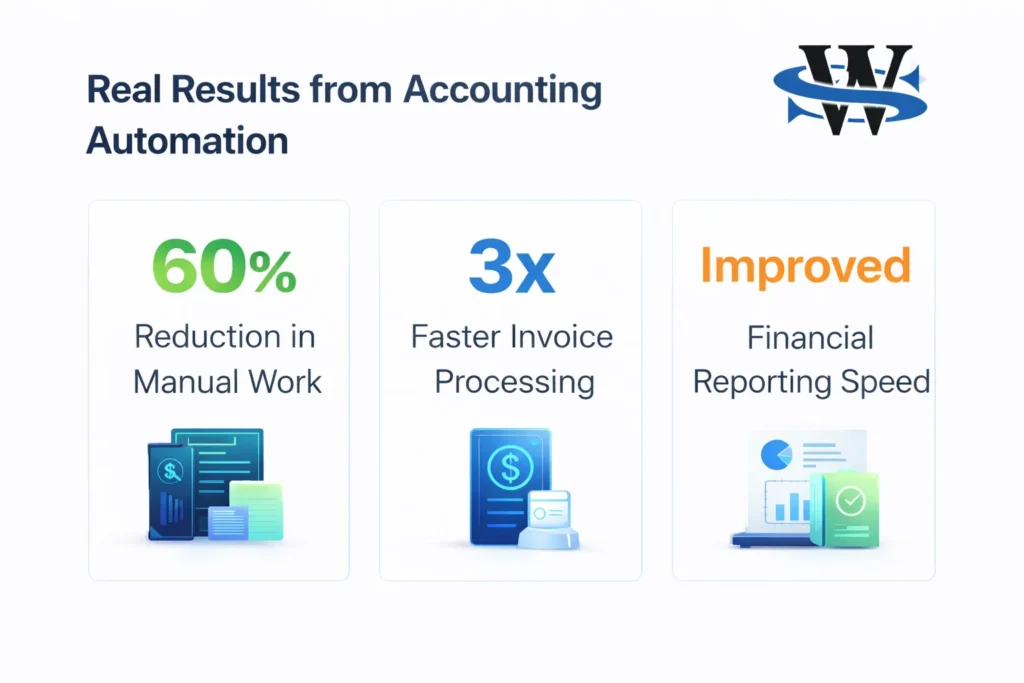 Accounting automation performance improvements infographic