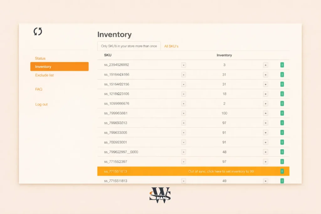 Inventory management overview on screen