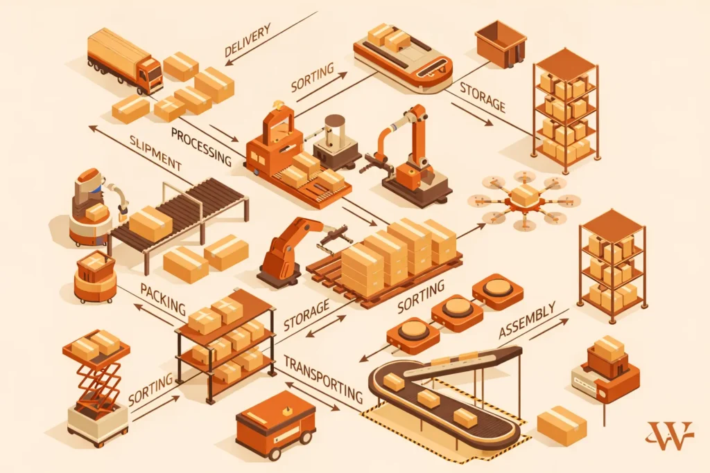 Warehouse logistics process in action